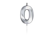 Leksaker - Globos Cake Candle 6cm Metallic Silver no.0 - 1020
