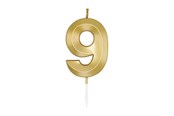 Leksaker - Globos Cake Candle 6cm Metallic Gold no. 9 - 1019