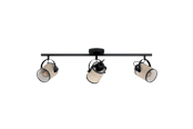 Lampor - EGLO RUSCOMB SPOTSKENA 3L E27 SVART/NATURFLÄTAD - 43495