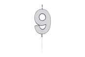 Leksaker - Globos Cake Candle 4.5cm Metallic Silver no. 9 - 1089