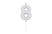 Leksaker - Globos Cake Candle 4.5cm Metallic Silver no. 8 - 1088