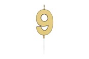 Leksaker - Globos Cake candle 4.5cm Metallic Gold no. 9 - 1079