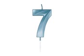 Leksaker - Globos Cake Candle 6cm Metallic Light Blue no. 7 - 1057