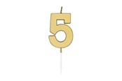 Leksaker - Globos Cake candle 4.5cm Metallic Gold no. 5 - 1075
