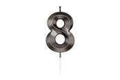 Leksaker - Globos Cake candle 6cm Metallic Black no. 8 - 1068