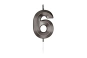 Leksaker - Globos Cake candle 6cm Metallic Black no. 6 - 1066