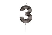Leksaker - Globos Cake Candle 6cm Metallic Black no. 3 - 1063