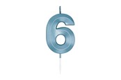 Leksaker - Globos Cake Candle 6cm Metallic Light Blue no. 6 - 1056