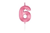 Leksaker - Globos Cake Candle 6cm Metallic Light Pink no. 6 - 1046