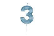 Leksaker - Globos Cake Candle 6cm Metallic Light Blue no. 3 - 1053