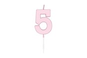 Leksaker - Globos Cake candle 4.5cm Pastel Pink no. 5 - 1115