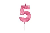 Leksaker - Globos Cake Candle 6cm Metallic Light Pink no. 5 - 1045