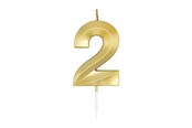 Leksaker - Globos Cake Candle 6cm Metallic Gold no. 2 - 1012