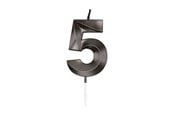 Leksaker - Globos Cake Candle 6cm Metallic Black no. 5 - 1065