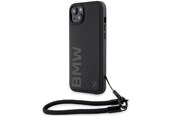 Mobile - Covers & Cases - BMW Signature Leather Wordmark Cord Case for iPhone 15/14/13 - Black - 3666339232658
