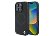 Mobile - Covers & Cases - BMW Signature Leather Half Textured & Circle MagSafe case for iPhone 16 Pro - black - 3666339323424