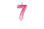 Leksaker - Globos Cake Candle 6cm Metallic Light Pink no. 7 - 1047
