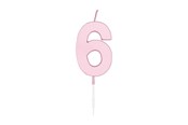 Leksaker - Globos Cake candle 4.5cm Pastel Pink no. 6 - 1116