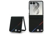 Mobile - Covers & Cases - BMW M Leather Perforated Tricolor Stripe Metal Logos MagSafe Case for Samsung Galaxy Z Flip 8 - Black - 3666339662615