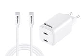 Laddare - Sandberg AC Charger USB-C PD65W EU 1.5M - Dual-Port | GaN III | 65 - 441-75