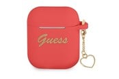 Andra mobiltillbehör - GUESS GUA2LSCHSR AirPods cover red/red Silicone Charm Heart Collection - 3666339039097
