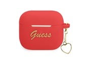 Andra mobiltillbehör - GUESS GUA3LSCHSR AirPods 3 cover red/red Silicone Charm Heart Collection - 3666339039110