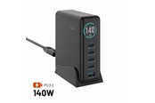 Mobile - Adapters & Chargers - FIXED Super Fast GaN 140W Desktop Charger - 4xUSB-C & 1xUSB-A - Black - FIXCG140D-4C1A-BK