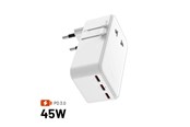Mobile - Adapters & Chargers - FIXED 70W Travel Charger USB-C/-A - For EU/UK/USA/AUS - White - FIXCT45-3C1A-WH