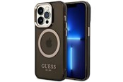 Mobile - Covers & Cases - GUESS GUHMP14XHTCMK iPhone 14 Pro Max 6.7" black/black hard case Gold Outline Translucent MagSafe - 3666339069612
