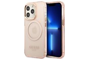 Mobile - Covers & Cases - GUESS GUHMP13LHTCMP iPhone 13 Pro / 13 6.1" pink/pink hard case Gold Outline Translucent MagSafe - 3666339057114