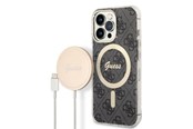 Mobile - Covers & Cases - GUESS GUBPP13LH4EACSK Case+ Charger iPhone 13 Pro black/black hard case 4G Print MagSafe - 3666339102791