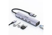 USB Hub - UGREEN CM475 Multifunction HUB / USB 3.0 - 3 x USB / 1x Eth. RJ-45 / USB-C PD USB Hub - USB 3.0 - 4 porte - Grey - 60554