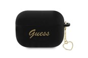 Andra mobiltillbehör - GUESS GUAP2LSCHSK AirPods Pro 2 cover black/black Silicone Charm Heart Collection - 3666339102395