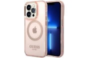 Mobile - Covers & Cases - GUESS GUHMP14XHTCMP iPhone 14 Pro Max 6.7" pink/pink hard case Gold Outline Translucent MagSafe - 3666339069698