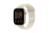Pulsmätare & Stegräknare - Apple Watch Series 12 GPS 46mm Light Gold Aluminium Case with Sand Sport Band - S/M - MJEN4QN/A