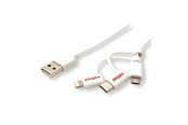 USB-kabel - Roline - USB cable - USB to Lightning/Micro-USB Type B/USB-C - 1 m - 11.02.8329