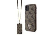 Mobile - Covers & Cases - GUESS GUHCN61P4TDSCPW Case for iPhone 11 / Xr - Brown Crossbody 4G Metal Logo - 3666339146849