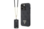 Mobile - Covers & Cases - GUESS GUHCP13LP4TDSCPK Case for iPhone 13 Pro / 13 - Black Crossbody 4G Metal Logo - 3666339146740