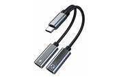USB-kabel - MicroConnect USB-C to USB-C headphone / charging adapter - 13 cm - MC-USBC-CFCF