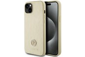 Mobile - Covers & Cases - GUESS Leather 4G Metal Logo Strass case for iPhone 15 - gold - 3666339151003