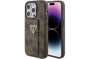 Mobile - Covers & Cases - GUESS Grip Stand 4G Triangle Strass case for iPhone 15 Pro - brown - 3666339197452