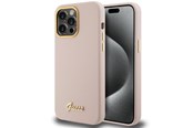 Mobile - Covers & Cases - GUESS Silicone Script Metal Logo & Frame case for iPhone 15 Pro - pink - 3666339149208