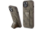 Mobile - Covers & Cases - GUESS Grip Stand 4G Triangle Strass case for iPhone 15 - brown - 3666339197438