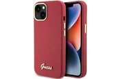 Mobile - Covers & Cases - GUESS Silicone Script Metal Logo & Frame case for iPhone 15 - red - 3666339149048