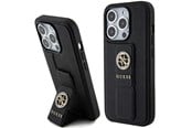 Mobile - Covers & Cases - GUESS Grip Stand 4G Saffiano Strass case for iPhone 15 Pro Max - black - 3666339198442