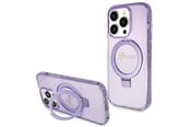 Mobile - Covers & Cases - GUESS Ring Stand Script Glitter MagSafe case for iPhone 15 Pro - purple - 3666339156763