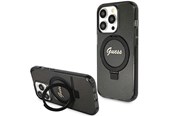 Mobile - Covers & Cases - GUESS Ring Stand Script Glitter MagSafe case for iPhone 15 Pro Max - black - 3666339156350