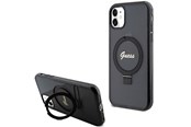 Mobile - Covers & Cases - GUESS Ring Stand Script Glitter MagSafe case for iPhone 11 / Xr - black - 3666339156220