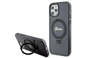 Mobile - Covers & Cases - GUESS Ring Stand Script Glitter MagSafe case for iPhone 12/12 Pro - black - 3666339156237