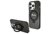 Mobile - Covers & Cases - GUESS Ring Stand Script Glitter MagSafe case for iPhone 14 Pro - black - 3666339156305